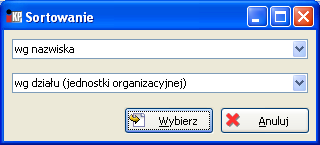 Wydruki Rys. Wybór pracownika w zestawieniu wynagrodzeń Po zaznaczeniu odpowiednich umów, jednostek organizacyjnych i wybraniu okresu (lub po wybraniu pracownika) należy kliknąć przycisk.