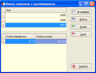 Firma Rys. Słownik progów podatkowych Pole Kwota zawiera dolną granicę progu. W polu Procent znajduje się procent podatku dla danego progu.