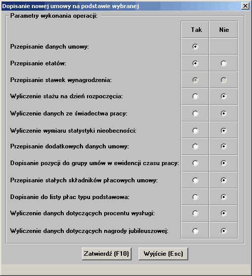 2.5.3 Wprowadzanie nowej umowy na podstawie wybranej Przy przeglądaniu umów w menu można wykorzystać opcję: Dopisanie nowej umowy na podstawie wprowadzonej.