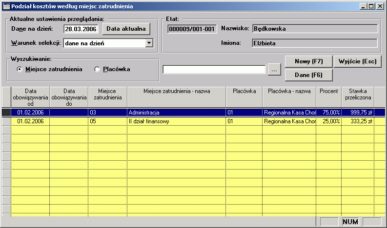 Okno to jest podzielone na dwie części.