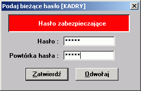 2.13.5 Zmiana hasła Jest to opcja systemu umożliwiająca użytkownikowi zmianę własnego hasła dostępu do systemu.