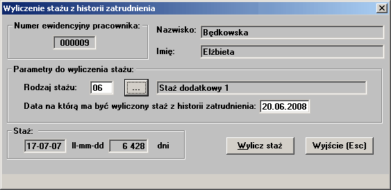 i powrót do przeglądania danych dotyczących pozycji z historii zatrudnienia.