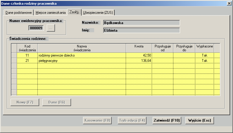 Poczta nazwa poczty z adresu zamieszkania Skrytka numer skrytki pocztowej Telefon numer telefonu wprowadzanej osoby Fax numer faxu wprowadzanej osoby Dla danych adresowych członka rodziny pracownika