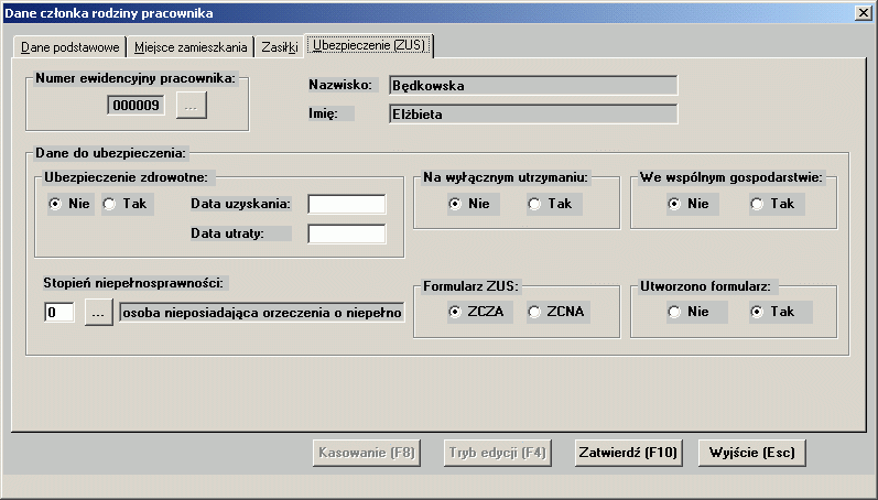 Podlega ub. zdrowot. pole określa czy opłacane są składki na ubezpieczenie zdrowotne Data uzyskania data rozpoczęcia ubezpieczenia zdrowotnego. Data utraty data zakończenia ubezpieczenia zdrowotnego.