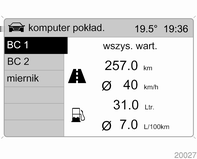 Wskaźniki i przyrządy 101 Gdy poziom paliwa w zbiorniku jest niski, na wyświetlaczu pojawia się komunikat Zasięg.