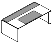 blat z nakładką skórzaną blat z nakładką ze szkła blat z nakładką skórzaną oraz szklaną Opcjonalnie biurko może być zintegrowane z side boardem stacjonarnym, wówczas posiada jedną nogę płytową.