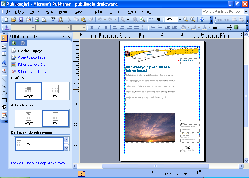Program MS Publisher - przygotowywanie materiałów promocyjnych Cz. 2.