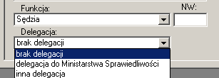 112 Rys. 10.36. Okno Sędzia. Lista wyboru Funkcji Rys. 27. Okno Sędzia. Lista wyboru Delegacji Obowiązują następujące reguły zliczania spraw wyznaczonych w kolumnach: Kol.