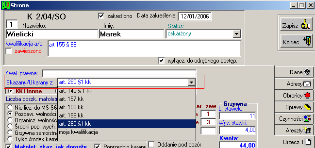 116 Rys. 10.44. Okno Strona. Zakładka Orzecz I Dział 3. Wyznaczenie pierwszej rozprawy Pod uwagę brane są pierwsze rozprawy / posiedzenia w sprawach wyznaczone w danym okresie statystycznym.