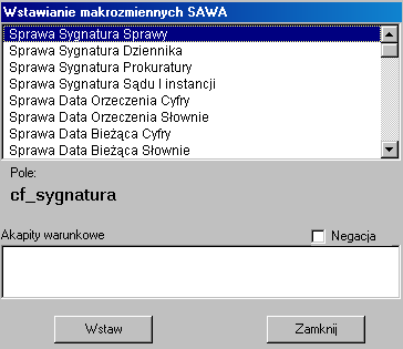 88 Wygląd modułu współpracy z Wordem został przedstawiony na rys. 8.7.1. Najczęściej pojawia się on na środku aplikacji Word.