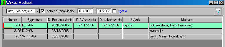 96 Rys. 9.6. kontrolka zarejestrowanych czynności Identycznie jak w pozostałych wykazach opcje filtracji akceptuje się poprzez naciśnięcie klawisza Filtruj ( ) 9.