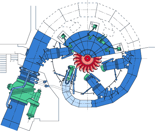 1- rura spiralna główna; 2 - zawór główny