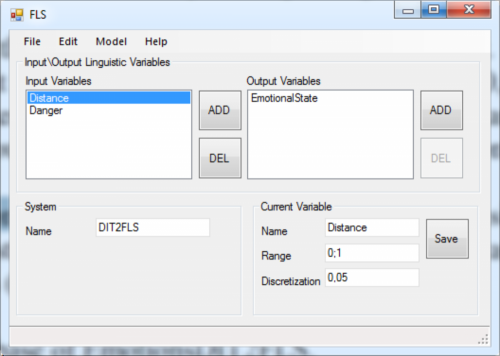 Oprogramowanie DIT2FLS Toolbox The DIT2FLS Toolbox includes five modules: the Linguistic Variable Editor, the Membership Function Editor, the Rule Base