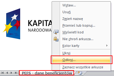 8. Nacisnąd przycisk. Potwierdzid chęd zapisu zmian w arkuszu.