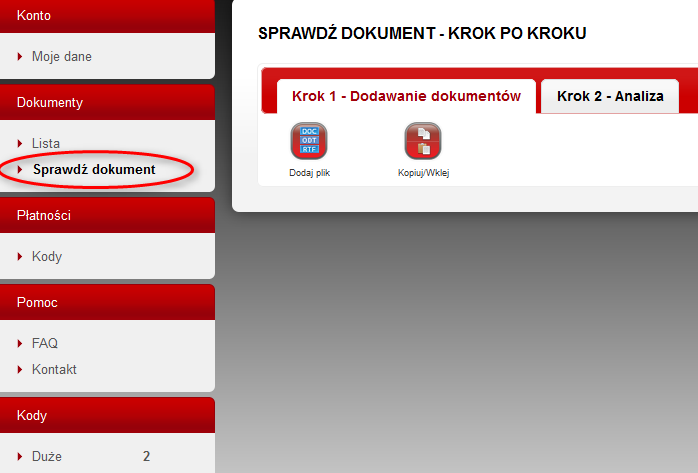 III. Sprawdzanie dokumentu By dokonać sprawdzenia dokumentu w systemie Plagiat.pl, należy po zalogowaniu się na konto Użytkownika nacisnąć zielony przycisk SPRAWDŹ DOKUMENT (Ilustracja 3.).