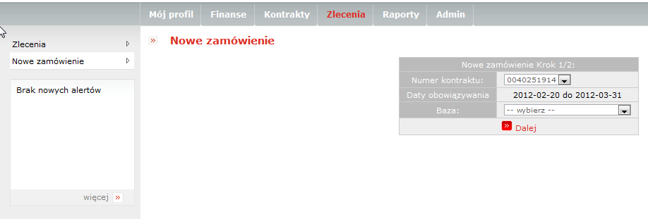 Miejsce wysyłki (baza) lista rozwijalna kodów i opisów ze słownika miejsc wysyłki Odbiorca towaru lista rozwijalna klientów zdefiniowanych jako odbiorcy towaru dla zalogowanego klienta (poprzez rolę