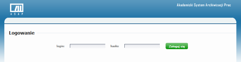 Logowanie do systemu ASAP Logowanie do systemu ASAP