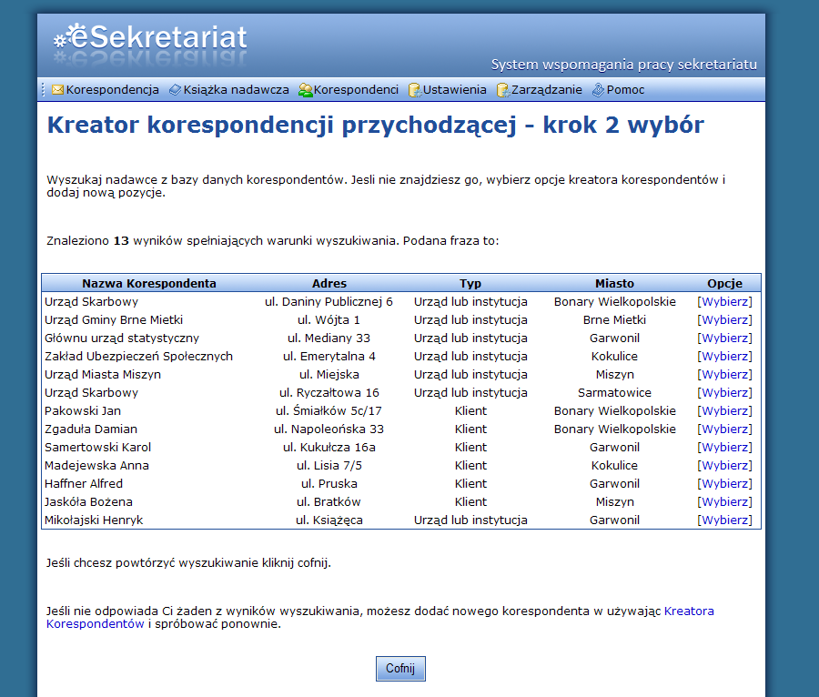 odpowiedzi zostaną automatycznie wyłączone. Rys. 6. Krok 1 W kroku drugim program poprosi Cię o określenie nadawcy.