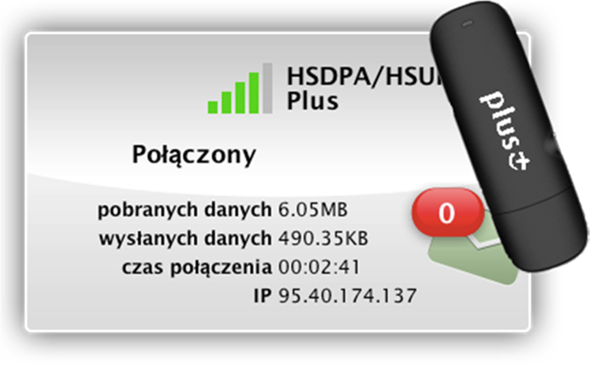 Widget Plus Internet widget umożliwia podgląd najważniejszych informacji w trakcie działania aplikacji Plus Internet.