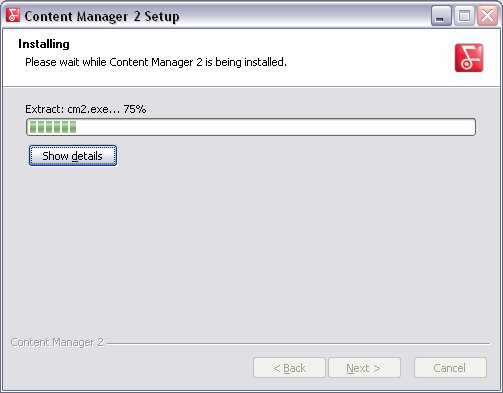 Jeśli została zaznaczona opcja Uruchom teraz program Content Manager 2.