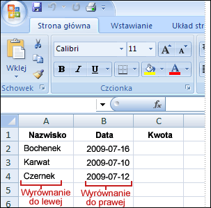 34 MS Excel Wprowadzanie danych Naciśnięcie klawisza TAB przesuwa zaznaczenie o jedną komórkę w prawo. Naciśnięcie klawisza ENTER powoduje przesunięcie zaznaczenia o jedną komórkę w dół.