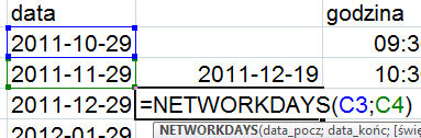 44 MS Excel NETWORKDAYS Znajdowanie liczby pełnych dni roboczych między dwiema datami WORKDAY Znajdowanie daty przypadającej po upływie określonej liczby