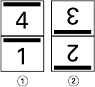 Booklet Maker 259 Oprawa lewej krawędzi Rysunek 1: Oprawa lewej krawędzi 1 Przód 2 Tył Rysunek 2: Oprawa prawej krawędzi 1 Przód 2 Tył Rysunek 3: Oprawa górnej krawędzi 1 Przód 2 Tył Oprawa zeszytowa