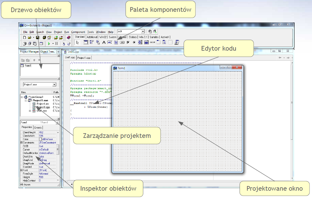 C++ Builder 6 Kliknij, aby edytować style wzorca