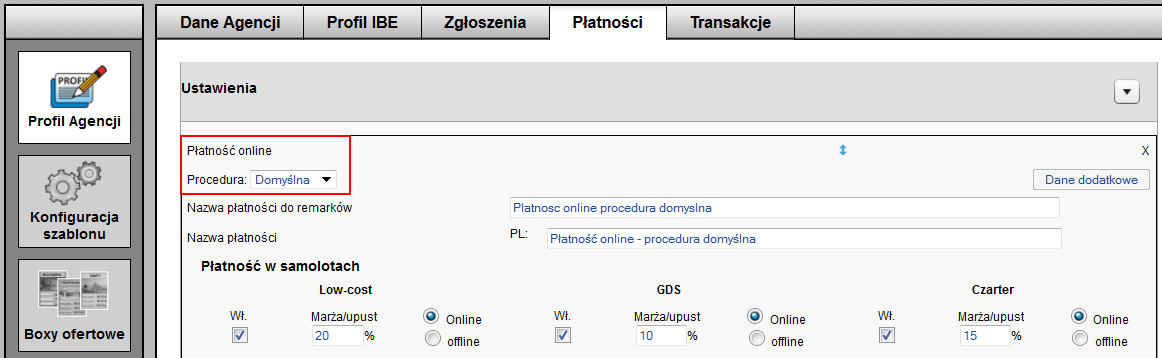 Obrazek3. po wybraniu płatności offline Procedura Faktura. 2.