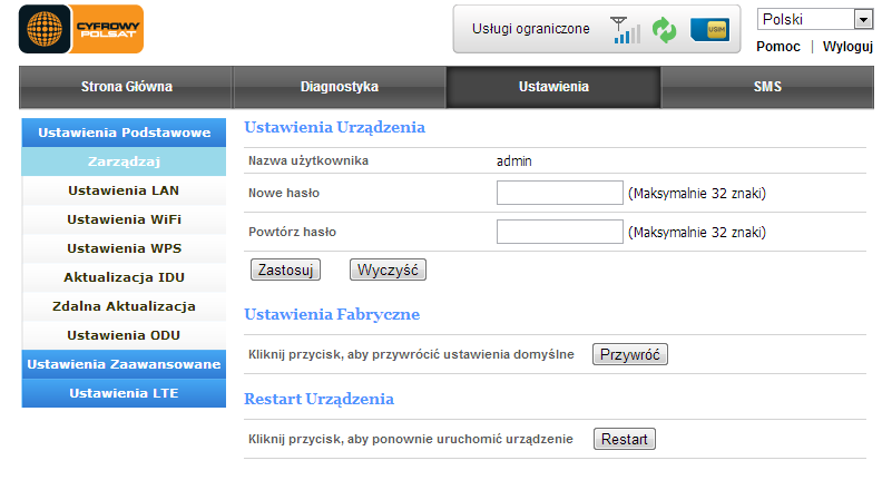 Ustawienia Zestaw jest domyślnie skonfigurowany do połączenia z Internetem Twojego operatora. Nie są wymagane żadne zmiany ustawieo.