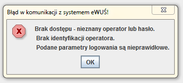 Poniżej na zrzucie ekranu widzimy sytuacje gdzie użytkownik podał nie poprawny odział Narodowego Funduszu Zdrowia.