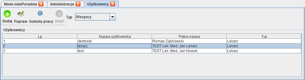 Godziny Otwarcia zaznaczamy dni w których gabinet jest czynny i wpisujemy godziny w formacie HH:MM czyli np 09:00, 14:30, oraz średni czas trwania wizyty nie krótszy niż 5 minut (00:05).