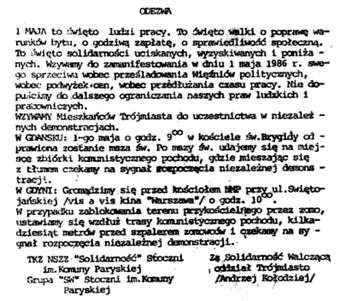 Żołnierz solidarny" Kierowany do zawodowych żołnierzy Ludowego Wojska Polskiego. Numer pierwszy rozesłano w kwietniu 1989 r., pod prywatne adresy kadry LWP oraz do instytucji i jednostek wojskowych.