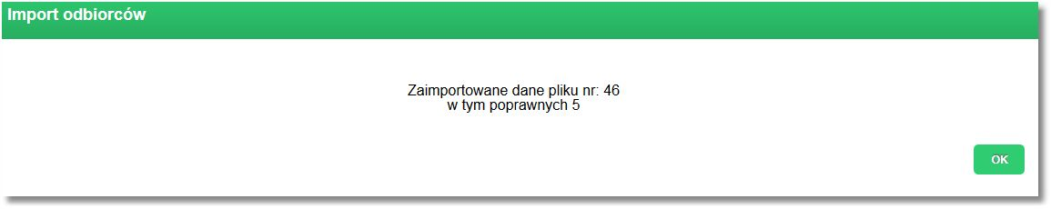 Rozdział 13 Odbiorcy Uruchomienie opcji Import odbiorców przedstawionej na ekranie powyżej powoduje wyświetleniem ekranu Importu odbiorców służącego do wskazania pliku z danymi kontrahentów.