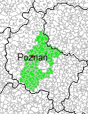 Lokalne rynki pracy wraz z ośrodkami centralnymi według europejskiego algorytmu regionalizacji, Wielkopolska 2006 Źródło: Opracowanie własne Lokalny rynek pracy stymulowany przez Poznań był