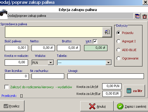 Rozliczenie Kierowcy za pomocą karty drogowej Moduł kart drogowych pozwala na rejestrowanie kolejnych jazd kierowcy i określenie kosztów na pojazd/kierowcę dla danego frachtu oraz pojazdu w danym