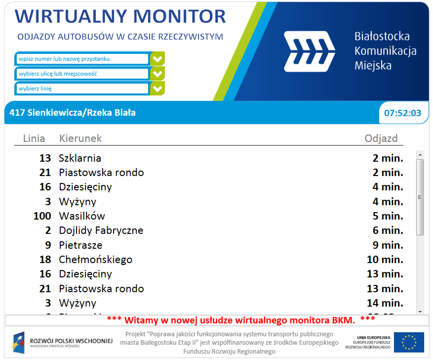 Wirtualny Monitor www.przystanki.bialystok.