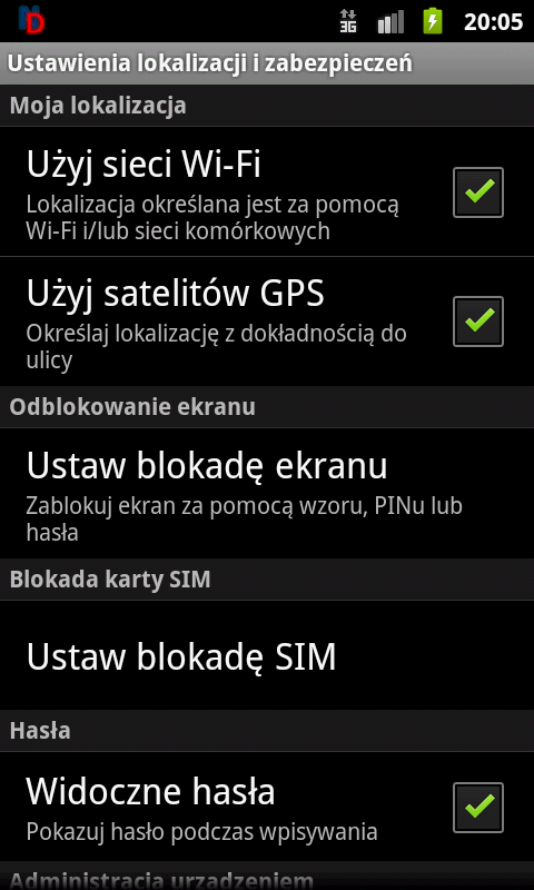 Rys. 2: Aplikacja Informacja o niewłączonych opcjach w systemie Android Po wciśnięciu Tak (zalecane) zostaniemy przekierowaniu do opcji Androida (Rys. 3) 2 Rys.