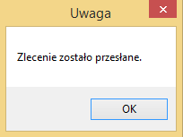 Gdy wszystko zostało określone klikamy na przycisk Wybierz i potwierdzamy chęć złożenia zlecenia. Zlecenie zostaje wysłane do TellVet.