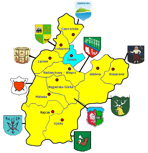 2.2 Uwarunkowania przestrzenne, geograficzne, przyrodnicze, kulturowe i historyczne 2.2.1 Uwarunkowania przestrzenne W skład projektu i Lokalnej Grupy Działania Żywiecki Raj wchodzą następujące