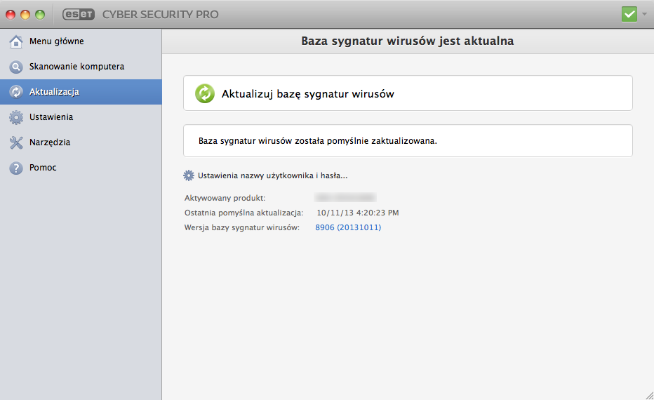 Aktualizacj a Domyślnie program ESET Cyber Security Pro jest instalowany ze wstępnie skonfigurowanym zadaniem regularnej aktualizacji (zobacz sekcję Harmonogram w podręczniku użytkownika).