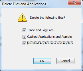 Zostanie wyświetlone okno Delete Files and Applications (Usuwanie plików i aplikacji). Kliknąć przycisk OK w oknie dialogowym Delete Files and Applications (Usuwanie plików i aplikacji).