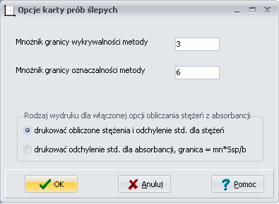 - 35 - Drukować granice Rysować linie granic na wykresie rozstępu W przypadku włączenia opcji pod tabelą wyników będą drukowane granice kontrolne i ostrzegawcze.