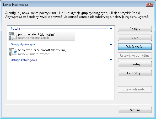 2. Importowanie certyfikatu do programu Poczta systemu Windows Internet Explorer i program pocztowy systemu Windows mają wspólną bibliotekę certyfikatów.