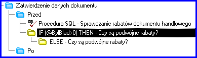 Rys. 17 Definiowanie funkcji IF (warunek) THEN ELSE Z listy dostępnych zmiennych (klawisz F4) wybieramy zmienną @BylBlad i zatwierdzamy wybór.