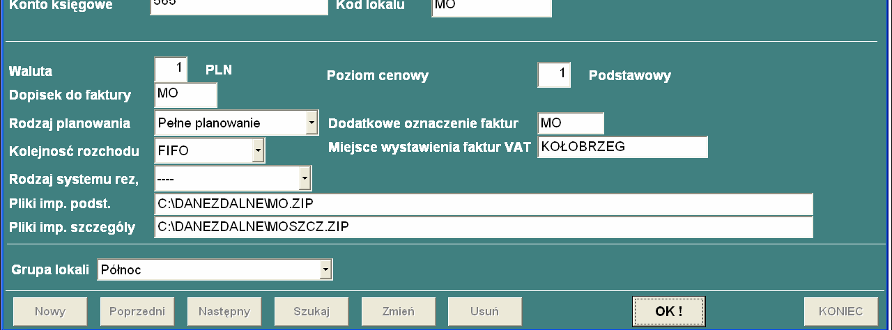 ZESTAWIENIA 6.3. LOKALE OBSŁUGIWANE ZDALNIE Za pomocą tego słownika moŝna zdefiniować wszystkie parametry związane z danym lokalem.