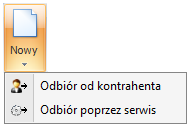 1. Dodanie nowej awizacji planowanej Rysunek 113 W module >> Awizacje planowane dostępne są dwie pozycje umożliwiające dodanie nowej awizacji: Rysunek 114 Odbiór od kontrahenta