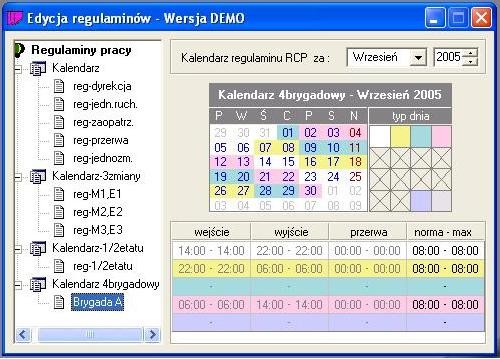 godziny pracy w każdym rodzaju dnia 4.