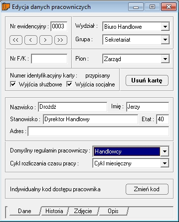 8.Rozwiązywanie problemów 8.5 CO ZROBIĆ GDY PRACOWNIK ZGUBI SWOJĄ KARTĘ (SWÓJ IDENTYFIKATOR)?