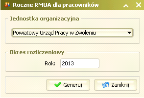 6. PL - Płace 6.1 Dodano raport z wykazem składek odprowadzonych za pracowników w 2012 roku zgodnie z art. 41 ust. 8 ustawy o systemie ubezpieczeń społecznych.